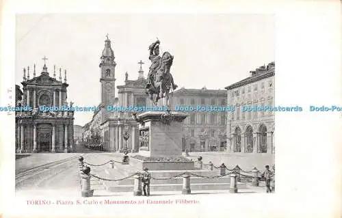 R553708 Trino Piazza S Carlo e Monumento ad Emanuele Filiberto P P a T