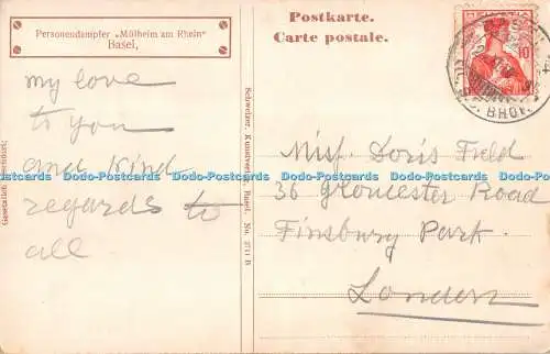 R553741 Basel Personendampfer Mulheim am Rhein Schweizer Nr 2711 um 1910