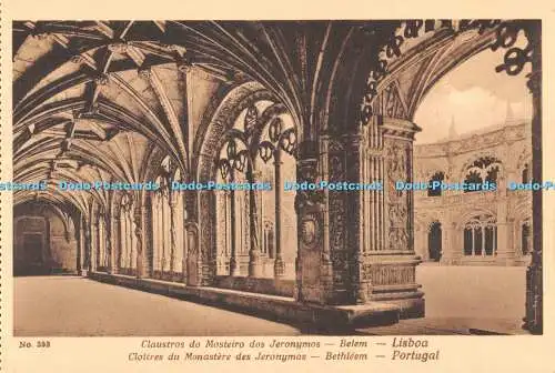 R555818 Portugal Bethleem Cloitres su Monastere des Jeronymos M C No 393 1930