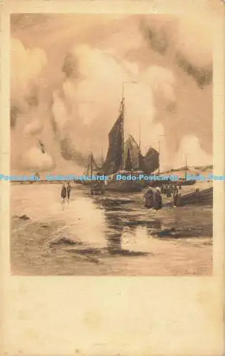 R557398 Dutch Boats and Windmills E W Savory Clifton Monotone Series 2072 1912