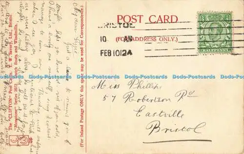 R557398 Dutch Boats and Windmills E W Savory Clifton Monotone Series 2072 1912