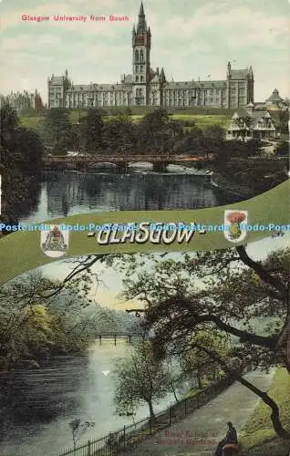 R557439 Glasgow University from South River Kelvin at Botanic Gardens W N Record