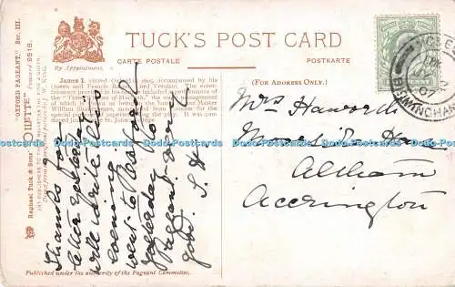 R554041 J W King Visit of James I to Oxford 1605 Oxford Pageant Official Postcar