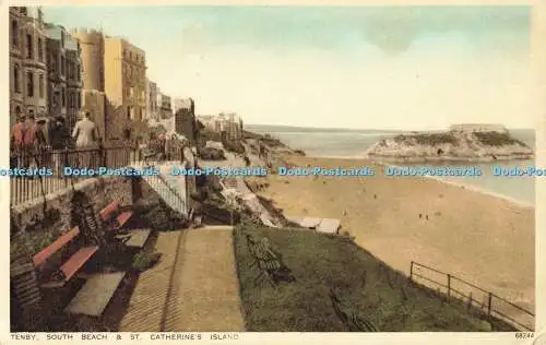 R556232 Tenby South Beach and St Catherine Island Photochrom