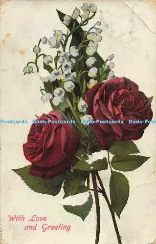 R557747 With Love and Greeting Rose Davidson Bros Glazette Series 061 Pictorial