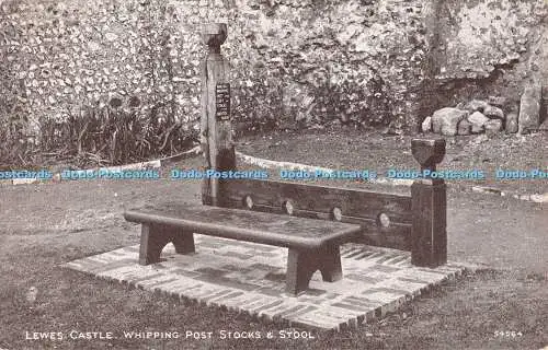 R554391 Lewes Castle Whipping Post Stocks and Stool 54564 Sepiatone Series Photo