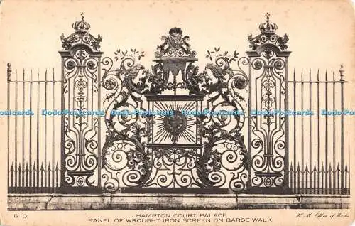 R554463 G10 Hampton Court Palace Platte aus schmiedeeisernem Bildschirm auf Kahnweg H M