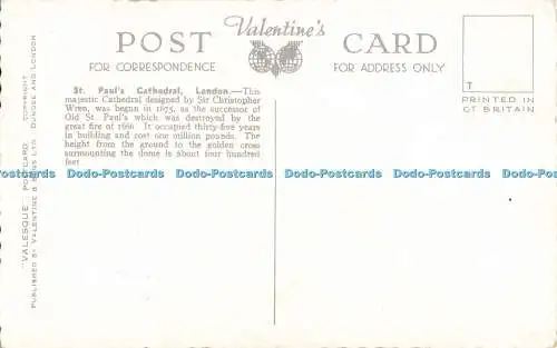 R558027 H 2564 St Pauls Cathedral London Valesque Postkarte Valentinstag