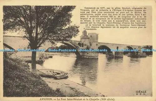 R558136 Avignon Le Pont Saint Benezet et la Chapelle Ideale M F B Ideale F Beau