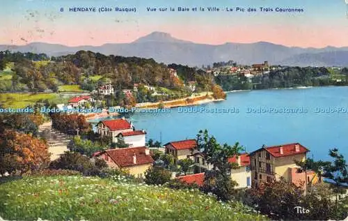 R558322 8 Hendaye Cote Basque Vue sur la Baie et la Ville Le Pic des Trois Couro