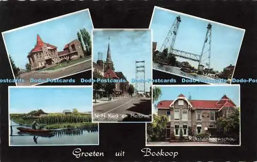 R559710 Groeten uit Boskoop N H Kerken Hefbrug Jos Pe Jongejan Bromo Color RP M