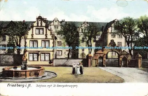 R559721 Friedberg i H Schloss Mit St Georgsbrunnen Heliocolorkarte Von Ottmar Zi