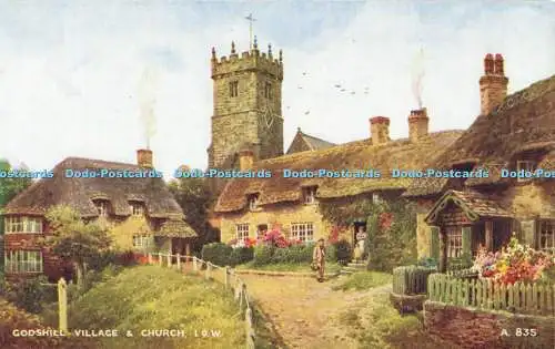 R558483 Godshill Village and Church I O W A 835 Kunstfarbe Brian Gerald Valentin