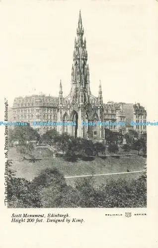 R558825 Edinburgh Scott Monument The Post Card Bureau W R and S Reliable Series