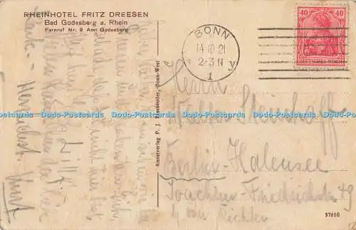 R558828 Gruss vom Rhein Bad Godesberg Siebengebirge Dreesen Rhein Pavillon P J F