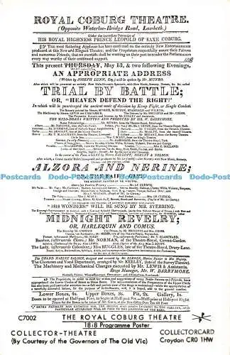 R560163 C7002 Königliches Theater Coburg 1818 Programm Plakat Sammler Theater Gover