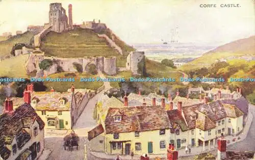 R559073 Corfe Castle Valentine Art Farbe E W H 1951