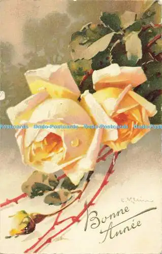 R560677 Bonne Annee Yellow Roses M B