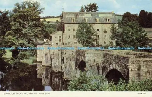 R561275 Staverton Bridge and Mill on River Dart Jarrold Cotman Farbe