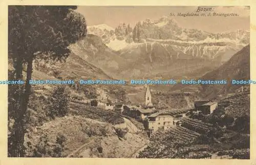 R562546 Bozen St Magdalena m d Rosengarten Nr 98 J Gugler 1910