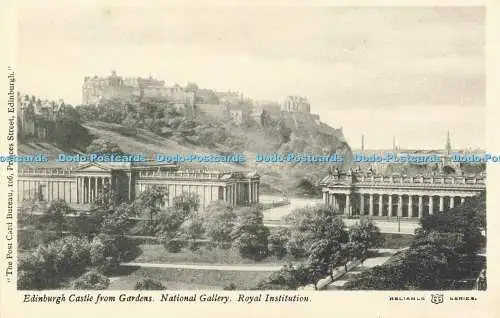 R561400 Edinburgh Castle from Gardens National Gallery Royal Institution W R und