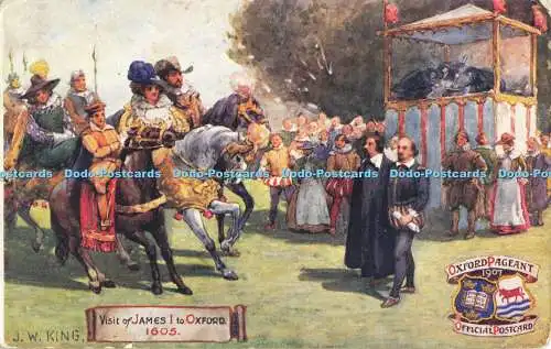 R562813 J W King Visit of James I to Oxford 1605 Oxford Pageant 1907 Official Po