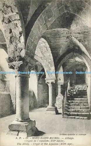 R563166 J P 61 Mont Saint Michel Abbey Crypt of Aquilon XIIth age Edition specia