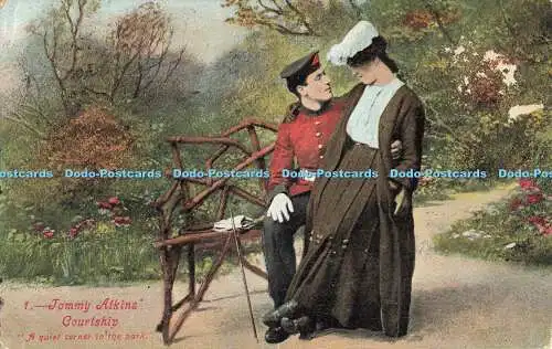 R563915 Tommy Atkins Courtship Eine ruhige Ecke im Park Valentines Serie 1907