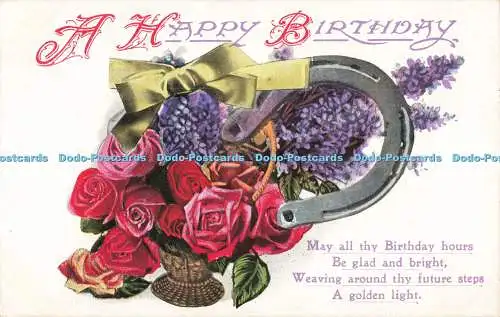 R563977 A Happy Birthday Blumen und Hufeisen M B Serie Nr G 218 5