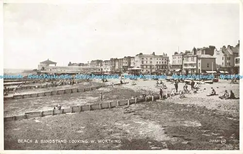 R564418 Worthing Strand und Bandstand Look W Valentine Carbotone