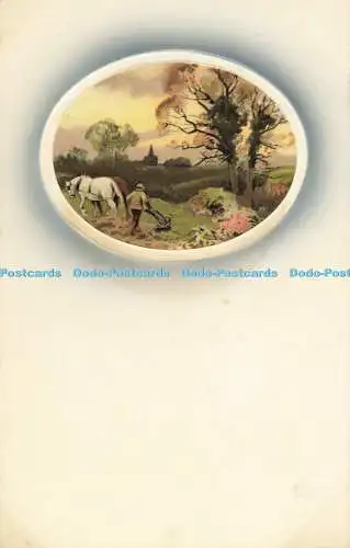 R564505 Landschaft Pferde Natur Mensch Bäume Grußkarte Meissner und Buch Kunstl