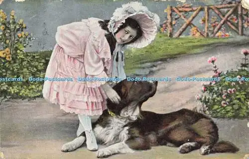 R566087 Mädchen und Hund K V i B 12 Serie 1085 1908