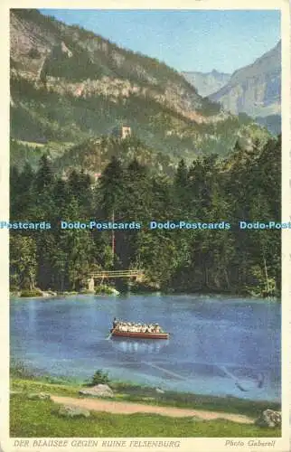 R564629 Der Blausee gegen Ruine Felsenburg Foto Gaberell Blauer See auf Loetschbe