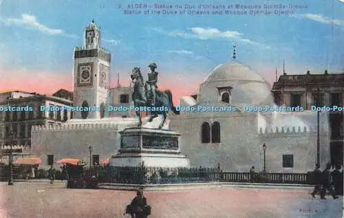 R566212 2 Alger Statue Herzog von Orleans und Moschee Djemaa Djedid