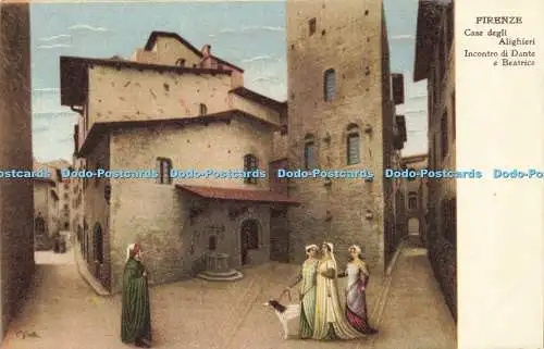 R566301 Firenze Case degli Alighieri Incontro di Dante e Beatrice Fratelli Bacca