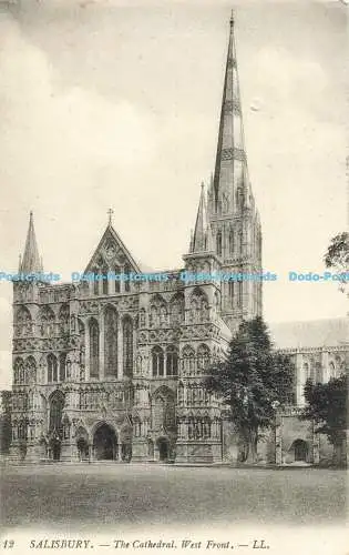 R564818 12 Salisbury Cathedral West Front LL 1907