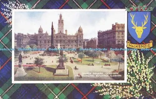 R564832 George Square Kenotaph and Municipal Buildings Glasgow MacKenzie Art Col