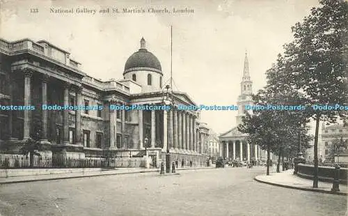 R566483 133 National Gallery and St Martins Church London 1907