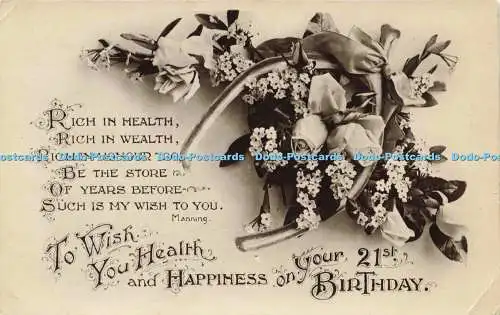 R564927 To Wish You Health and Happiness on Your 21st Birthday Rich in health ri