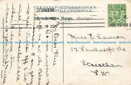 R566491 513 Balholm F Beyers Touristbureau Bergen Kristiania 1912