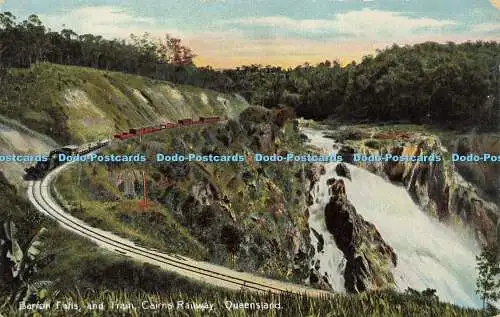 R564950 Barron Falls and Train Cairns Railway Queensland Coloured Shell Series Q