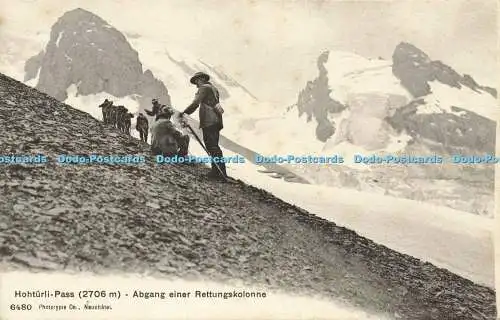 R564951 Hohturli Pass Abgang einer Rettungskolonne 6480 Phototypie Neuchatel