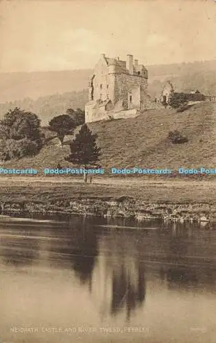 R565004 Neidpath Castle and River Tweed Peebles 3884 Valentines Sepiatype Series