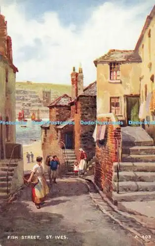 R565098 Fish Street St Ives A 403 Kunst Farbe Postkarte Brian Gerald Valentines