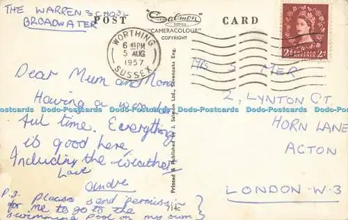 R568590 Marine Parade and Pier Worthing Cameracolour Salmon 1957 714c
