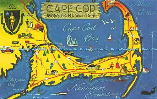 R566819 Cape Cod Massachusetts Karte South Cape Dist Plastichrome Farbbild