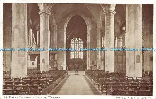 R568699 St Marys Collegiate Church Warwick J J Ward Popular Sepia Gloss Series N