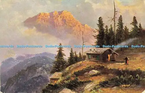 R568756 Unbekannter Ort Berge Haus Natur Gemälde 1905