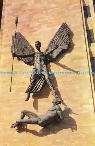 R565388 Coventry Cathedral Epsteins Bronze Statue of St Michael and Devil P W an