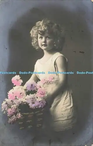 R565611 Mädchen Blumen Siedler Kunststudien Nr 735 1914